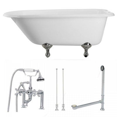 54 " L x 30 " W Freestanding and Mounting / Installation Required Soaking Bathtub with Faucet