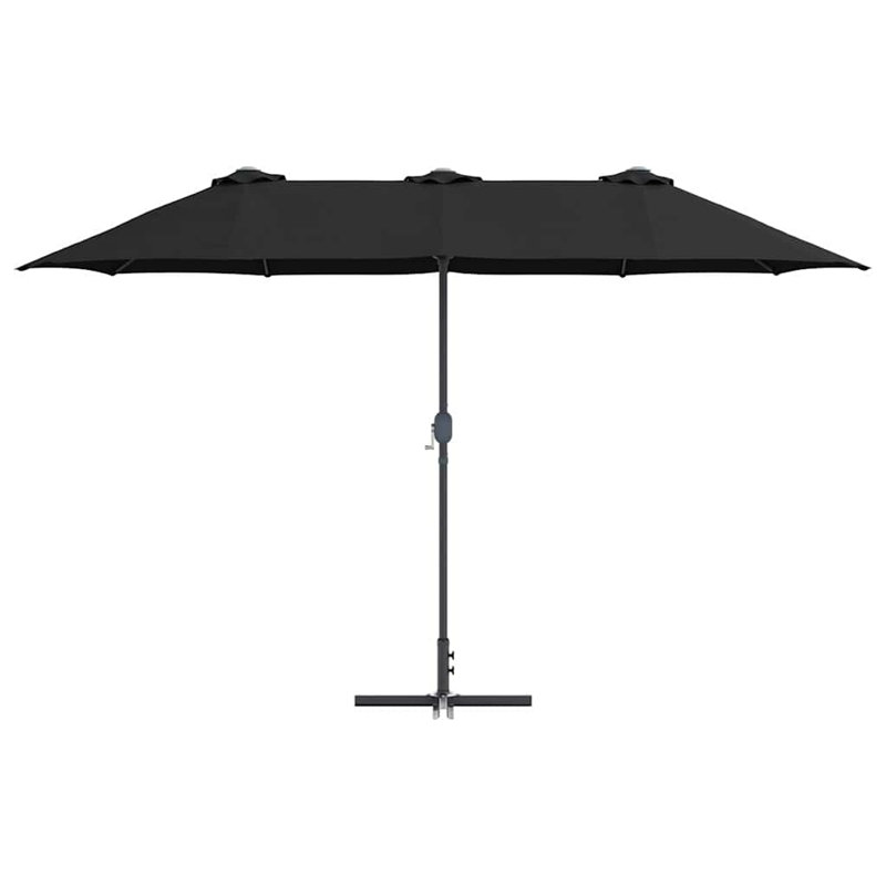 Garden Parasol Polyester and Aluminium Outdoor Shade UV Sun Protection, Black