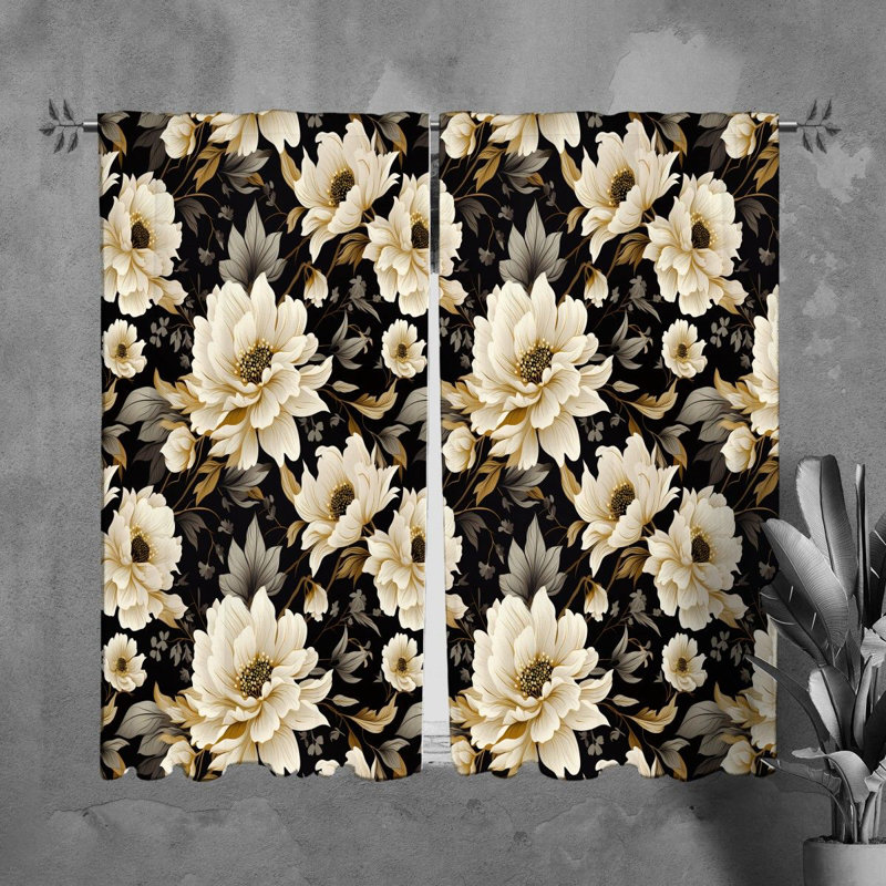 Rideaux à motif floral - 6096, L 40 po x L 82 po