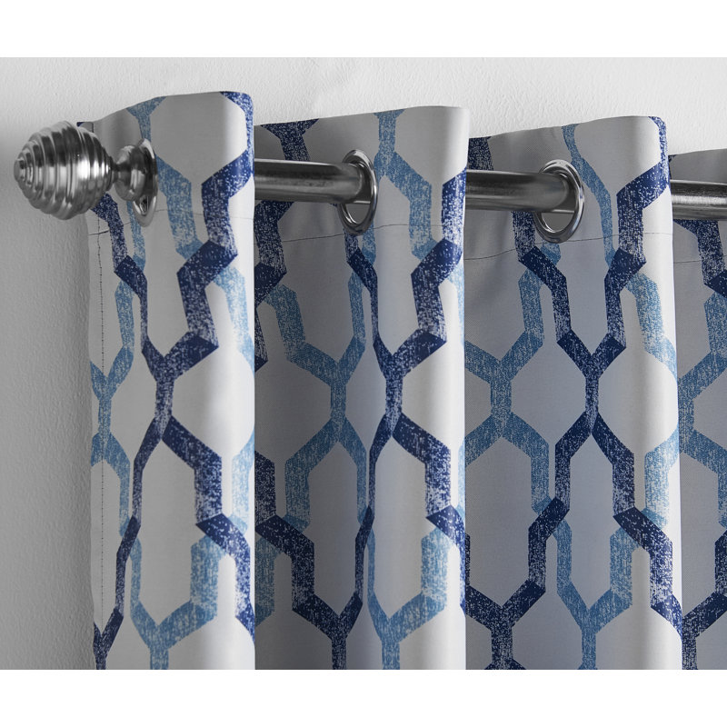 Odle Semi Sheer Curtain Pair, Blue, 229 W x 274 D cm