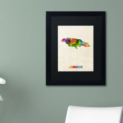 « jamaïque aquarelle map », reproduction d’impression sur toile encadrée
