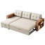 Chaise de rangement beige, rembourrée, conception moderne avec accoudoirs, canapé convertible beige avec accoudoirs carrés et rangement, revêtement en lin, salon