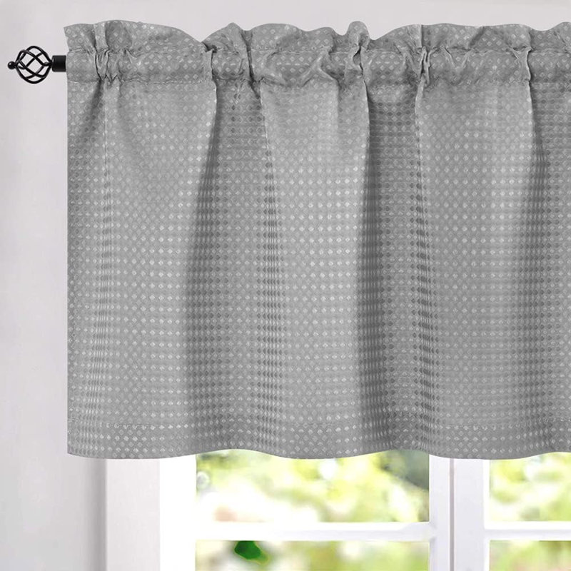 Cantonnière en lin tissé gaufré, Gris