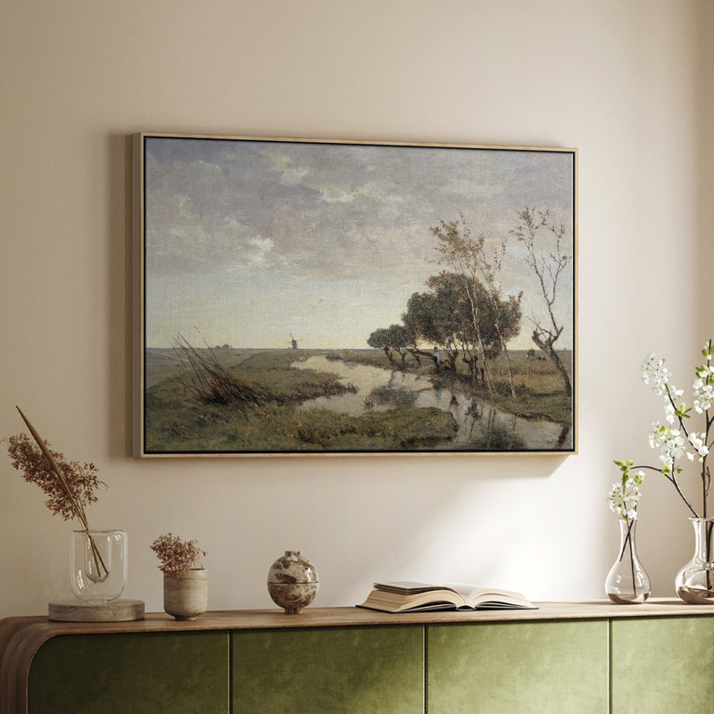 Paysage rétro - CDLxxiv, Toile tendue, H 19 po x l 28 po x P 1,5 po