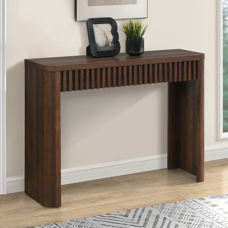 Irwin 39.4" W Mid Century Modern Retangular Console Table with Fluted Front