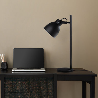 Lampe de table industrielle en métal, finition dorée, 11,8 x 7,1 x 22,8 pouces | Douille E14, 40 W maximum | Base de 6,9 pouces | Câble de 78,7 pouces avec interrupteur marche / arrêt | Éclairage élégant pour le bureau personnel et la décoration moderne, classé IP20