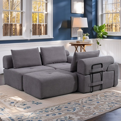Boneless L-shaped Sectional Couches For Living Room With Memory Foam & Steel Frame - No Assembly Convertible Sofa Bed, Corduroy Fabric Compression Sofa, Modular Couch For Apartments,bedrooms,home Theate