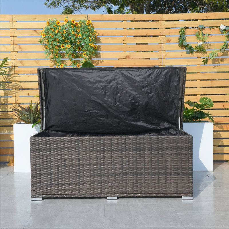 Latitude Run Azyra 155cm W 495L Wicker Deck Box, Brown