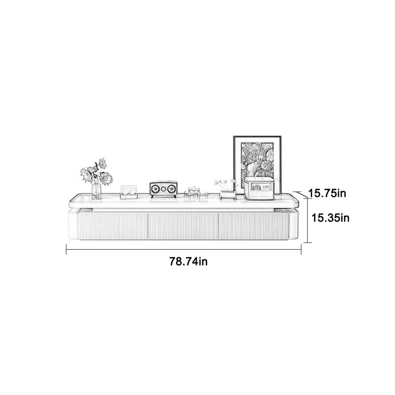 Spacious TV stand with multi-drawer piano paint, 78.74", Brown