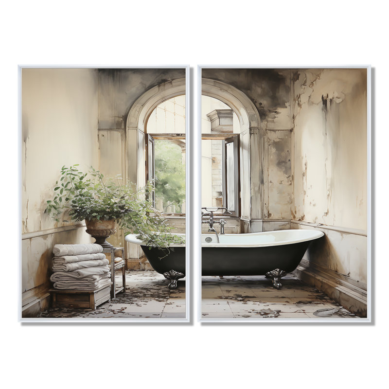 «Bath Bath» de Tranquility II - art mural moderne, Black, 36" H x 48" W, Impression encadrée flottante