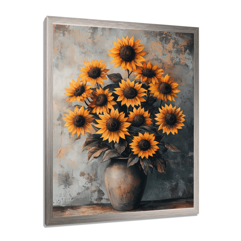Divany - art mural floral, H 32 po x l 16 po, Argent argent, Reproduction encadrée d'une seule photo