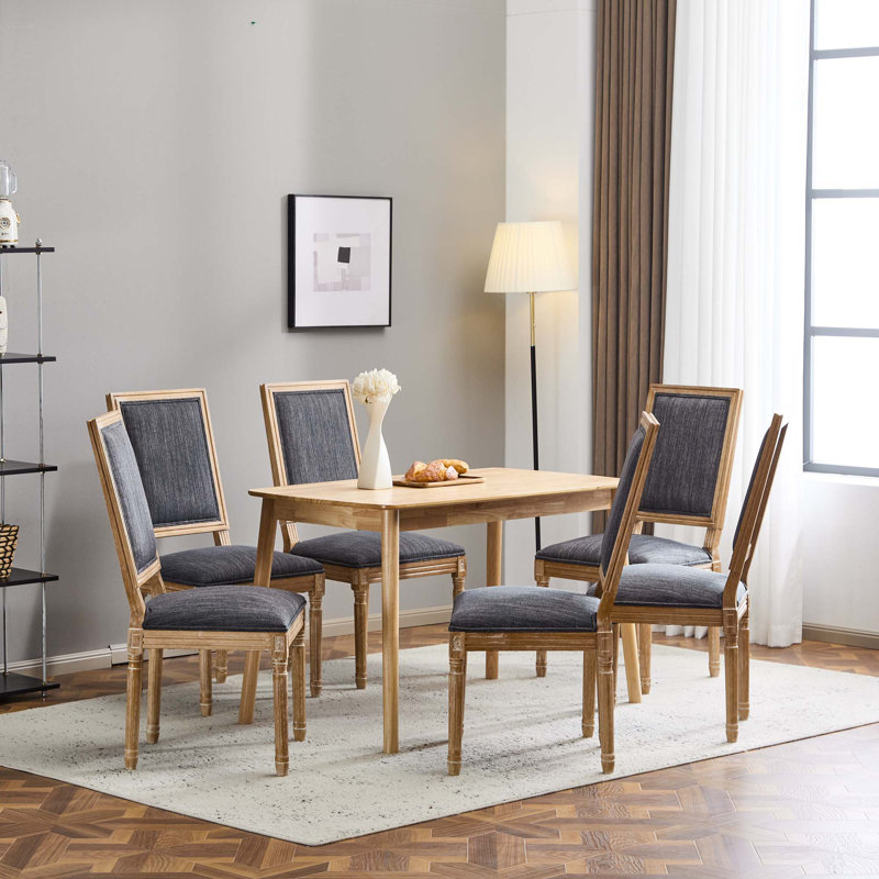 Chaises de salle à manger French Country - Dossier élégant en canne et sièges rembourrés avec pieds cannelés - Finition rustique patinée - Structure en bois d'hévéa massif - Chaises de cuisine et de salle à manger d'inspiration rétro