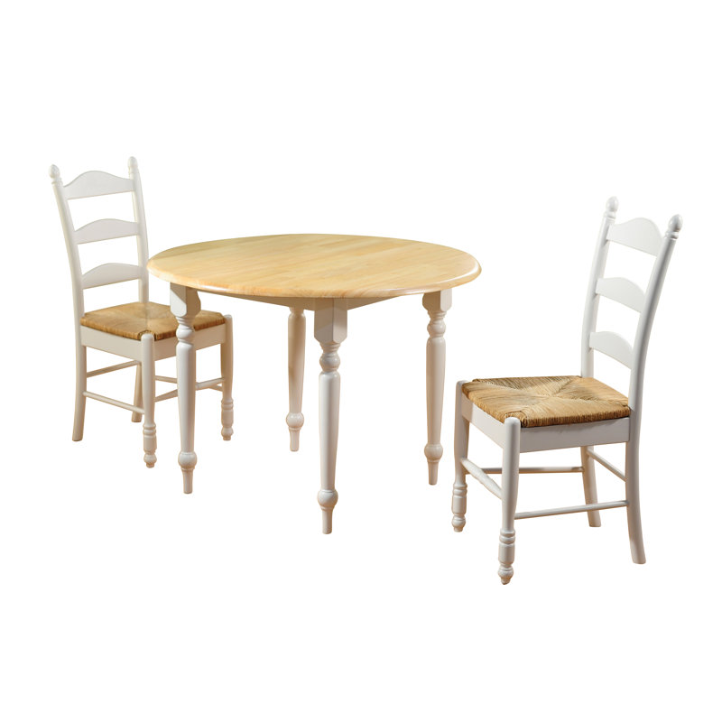 Tseri 2 - Person Solid Wood Top Four Leg Dining Set, Natural/White