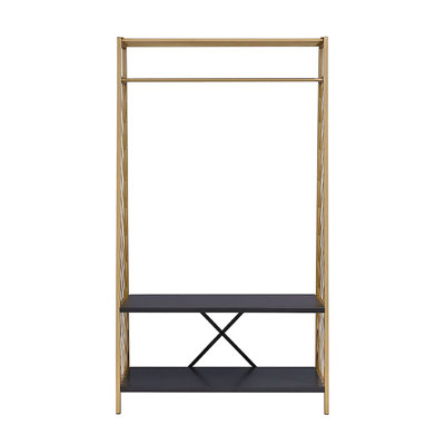 Hall Tree With 2 Tier Shelves