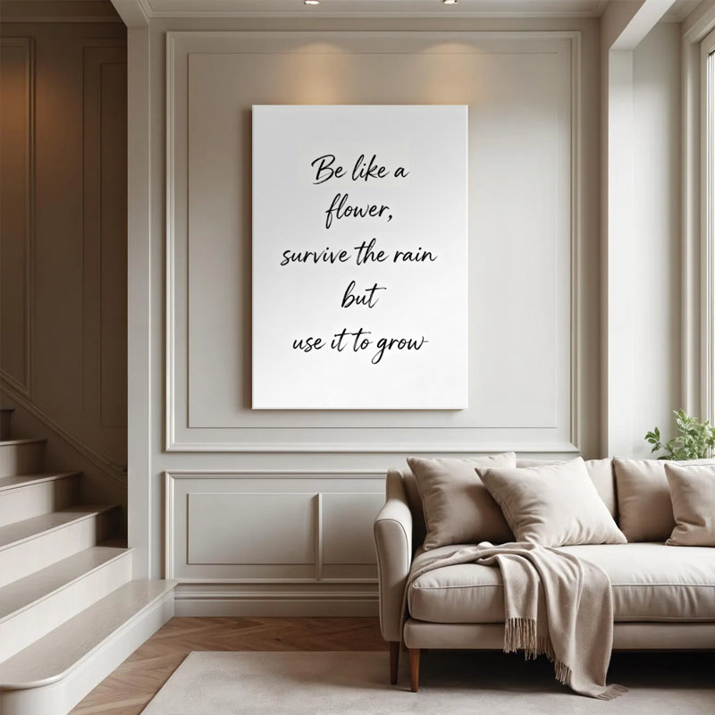 «Survive the Rain», impression inspirante sur toile - Calligraphie florale élégante