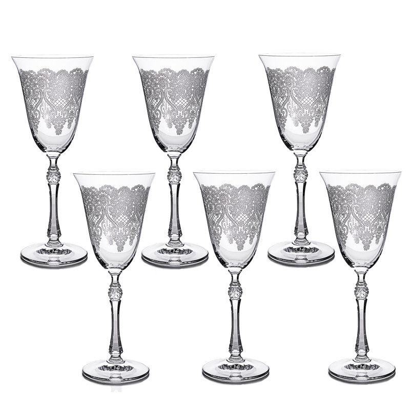 Ensemble de 6 verres à vin décoratifs