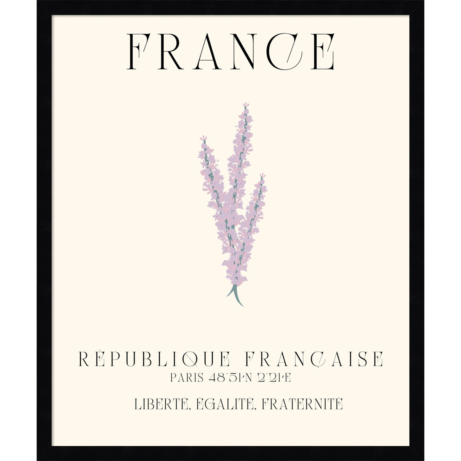 Mirando "France Travel Poster" Print, Black Framed, 21" W x 25" H x 1" D