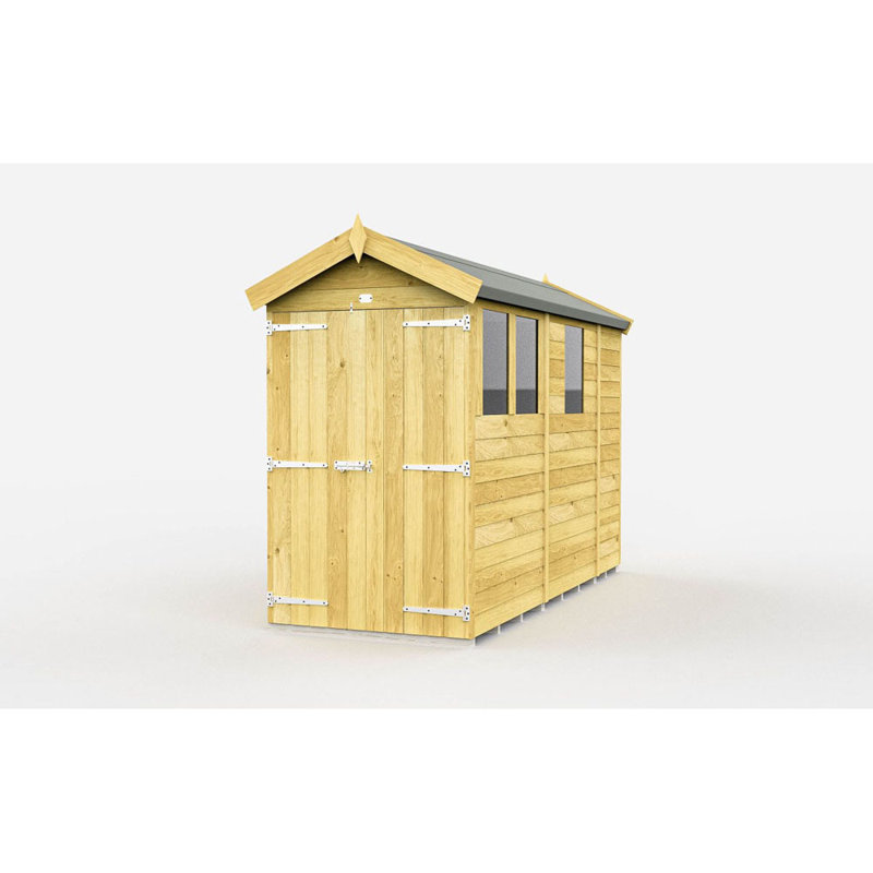 4ft x 9ft Apex Shed - Double Door with Windows