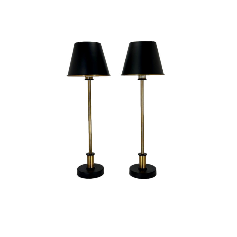 Ensemble de 2 lampes buffet Eaton or et noir antique 