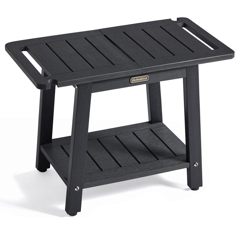 Shower Bench With Handles And Shower Head Holder, Waterproof Bathroom Shaving Seat With Adjustable Non-Slip Feet And Storage Shelf