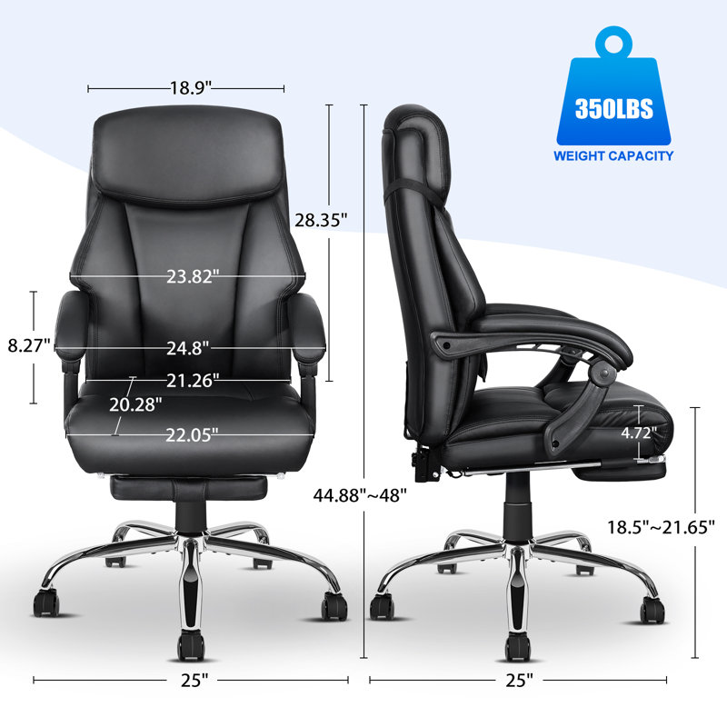 Adelinde Kneading Massage Office Chair with Heating Function, Height Adjustable, Footrest and Reclining Backrest, Black