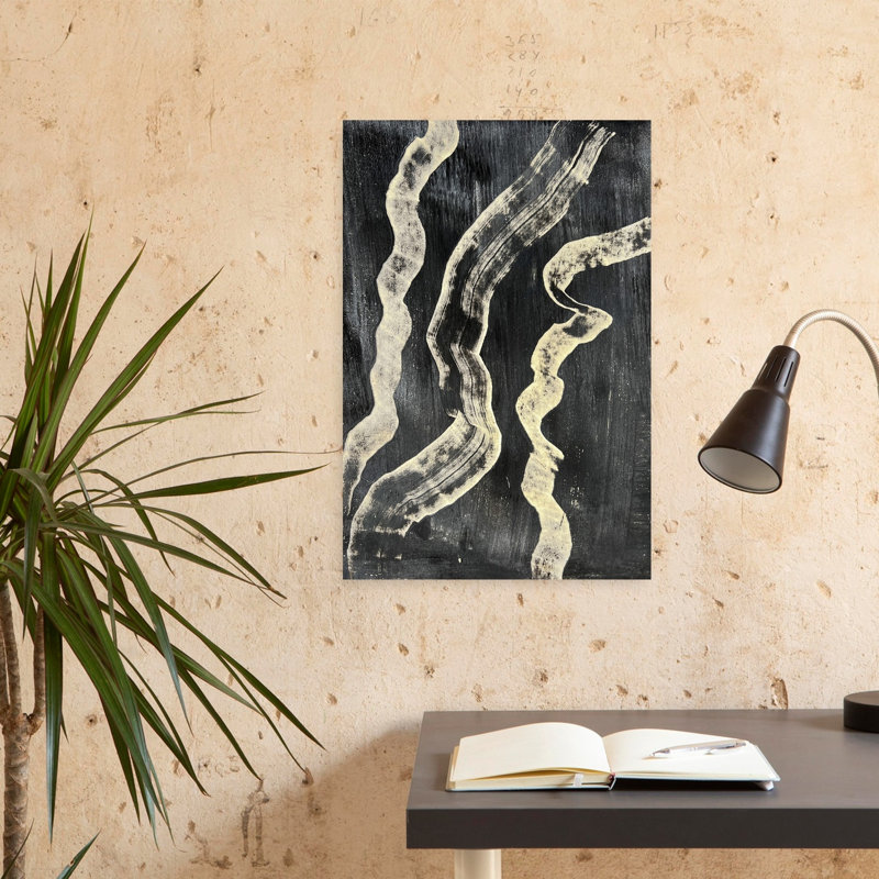 «Curvy Line», art mural contemporain abstrait, H 24 po x l 16 po