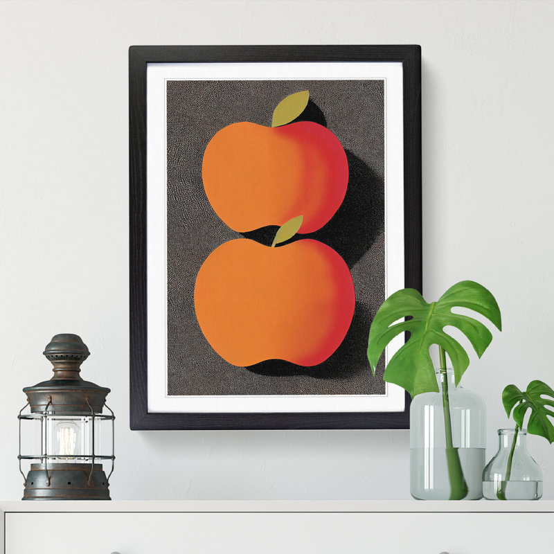 Two Apples - Single Picture Frame Print, 46cm H x 34cm W x 2cm D, Walnut