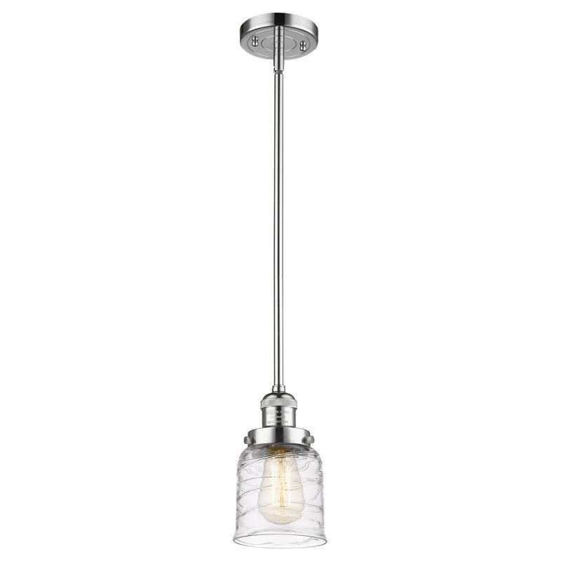 Luminaire suspendu en forme de cloche à 1 lumière Hardison, Chrome poli
