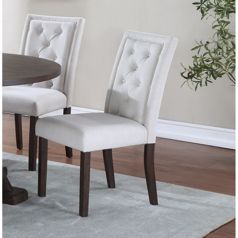 Chaise de salle à manger moderne et moderne en tissu blanc os 2pc
