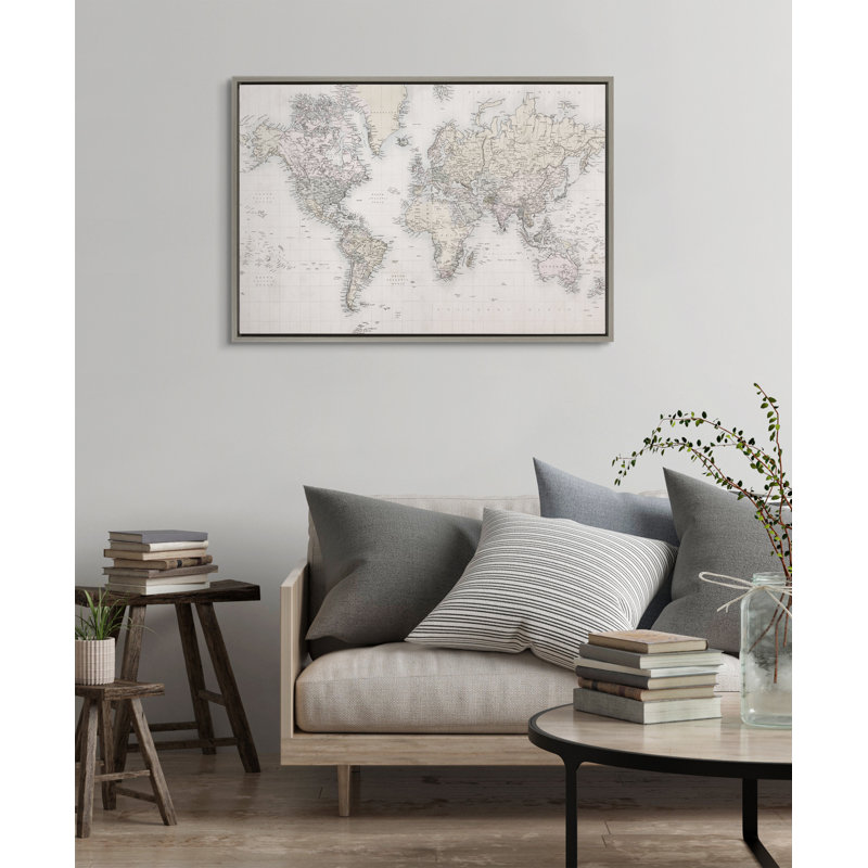 «Vintage World Map» par The Creative Bunch Studio, reproduction d'art sur toile encadrée
