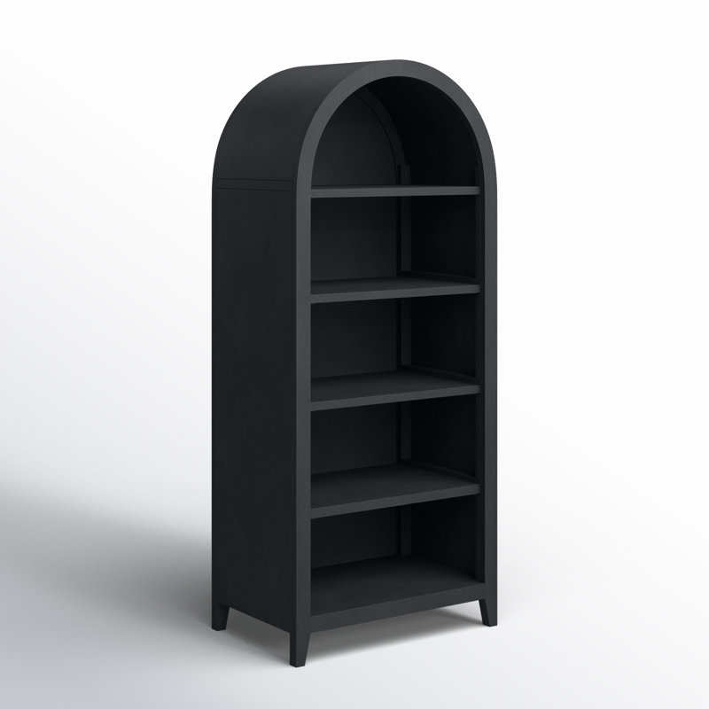 Conrad Kettle Black Adjustable Wooden Bookcase with Arched Top