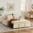 55.51 inch versatile foldable sofa bed in 3 lengths, modern sofa sofa sofa velvet pull-out bed, adjustable back and with USB port and ashtray and swivel phone stand-1679658275