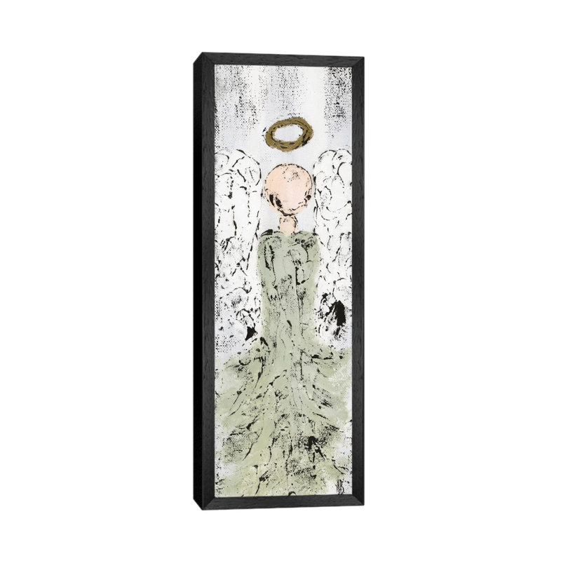 Textured Farmhouse Angel by Ashley Bradley - Panoramic Print on Canvas, Black Framed, 30.48 cm H x 91.44 cm W