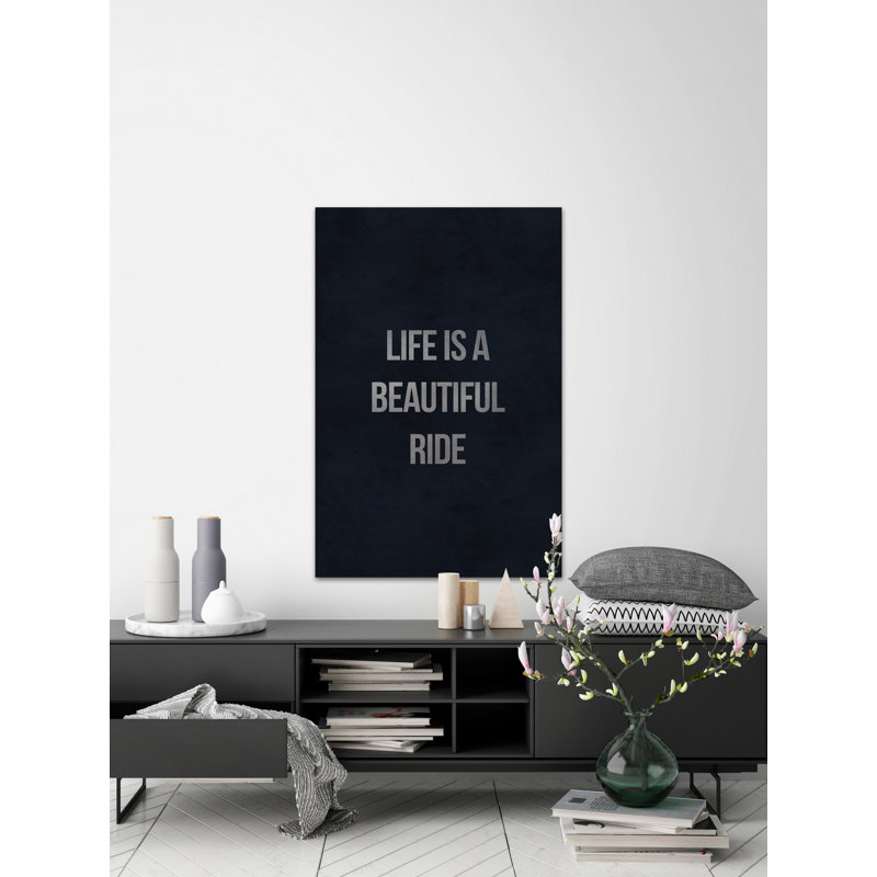 Reproduction d’art textuel sur toile tendue « Life is a beautiful Rider III », H 12 po x l 8 po x P 1,5 po