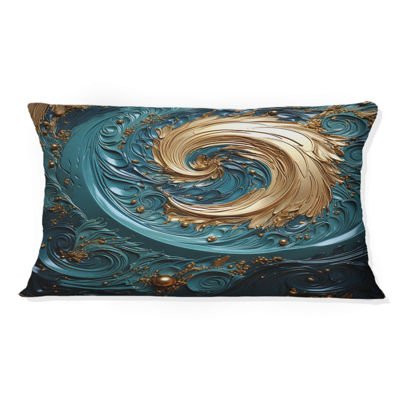 Coussin Teal Majestic Motion I - Abstract Spirals