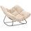 Chaise berçante Papasan, chaise berçante d'extérieur surdimensionnée en osier avec coussin, chaises berçantes rembourrées en rotin PE pour salon, jardin, patio, balcon, blanc crème