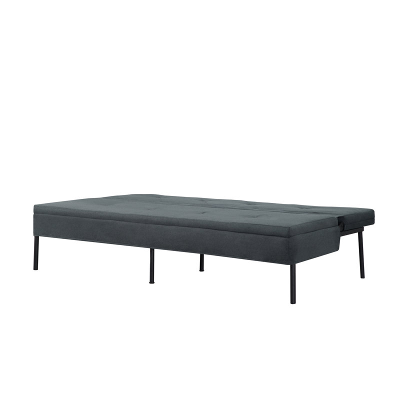 63"modern living room futon sofabed, polyester fabric, quick conversion, Gray
