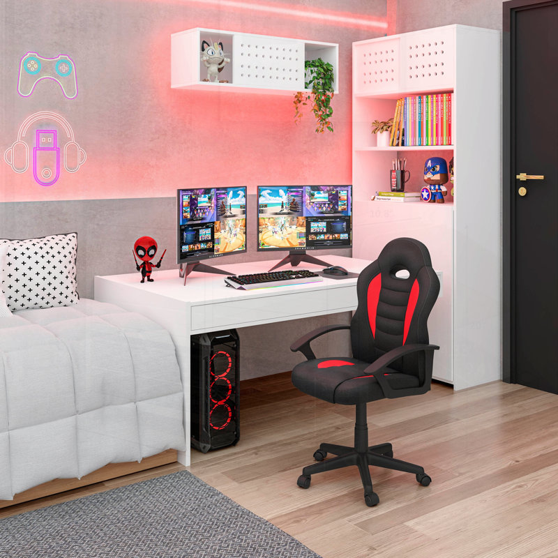 Fauteuil de jeu et de course pour enfants avec roulettes, conception ergonomique pour le confort et la concentration, parfait pour étudier et jouer