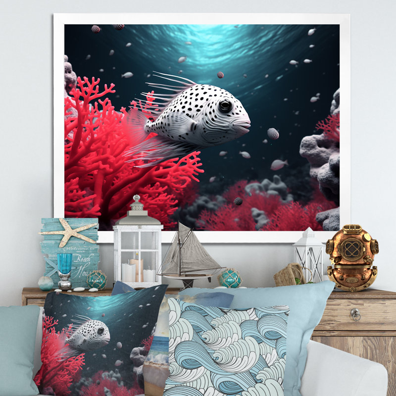 «The Graceful Pufferfish» sur toile, Cadre photo blanc, H 34 po x l 44 po x P 1,5 po