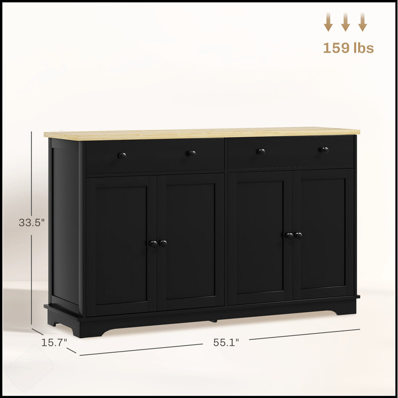 Nordic Style Buffet Cabinet With Spacious Storage, Adjustable Shelves, And Versatile Use For Modern Homes, Black/Oak