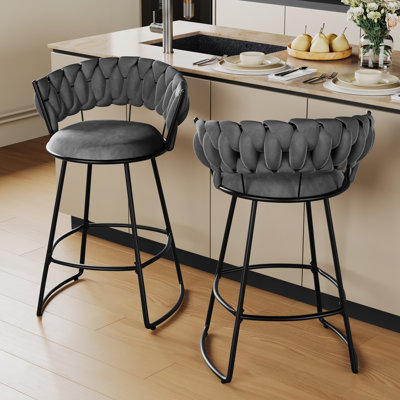 Upholstered Counter Stool With Metal Frame