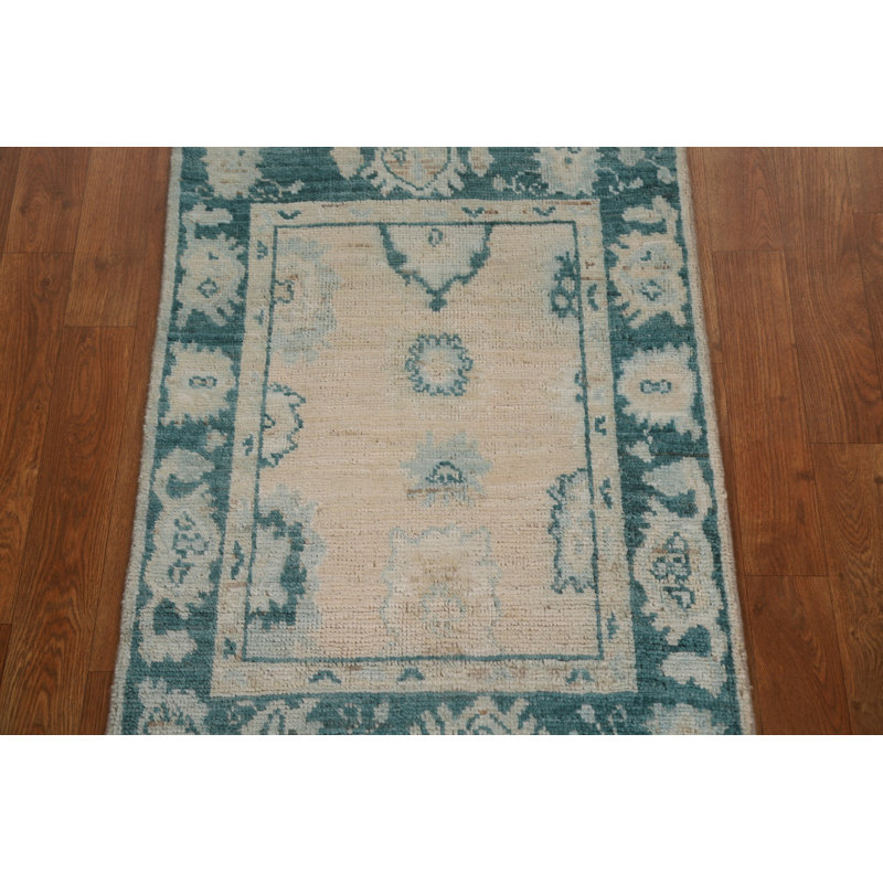 Tapis beige en laine noué à la main de conception unique nouvel âge 2 pi x 2 pi 10 po Rozelin