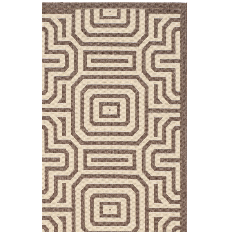 Arneshia Geometric Beige/Natural Indoor/Outdoor Area Rug, Square 6'7"