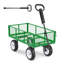 Chariot de jardin en acier robuste avec capacité de 900 lb, pneus sans crevaison de 10 pouces et panneaux latéraux amovibles - Chariot utilitaire vert pour la cour et la ferme