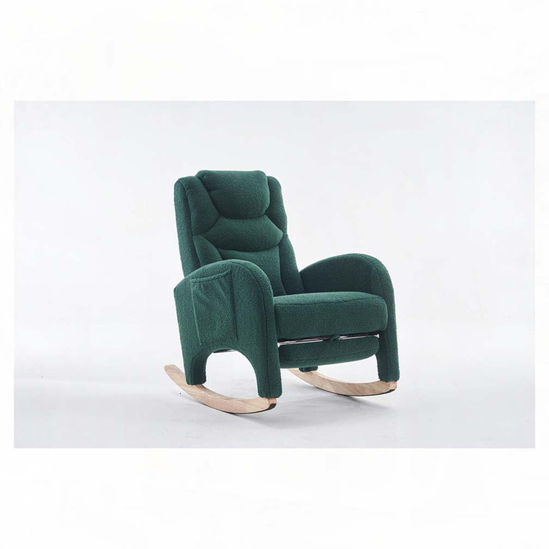 Chaise berçante rembourrée en tissu Teddy, Vert