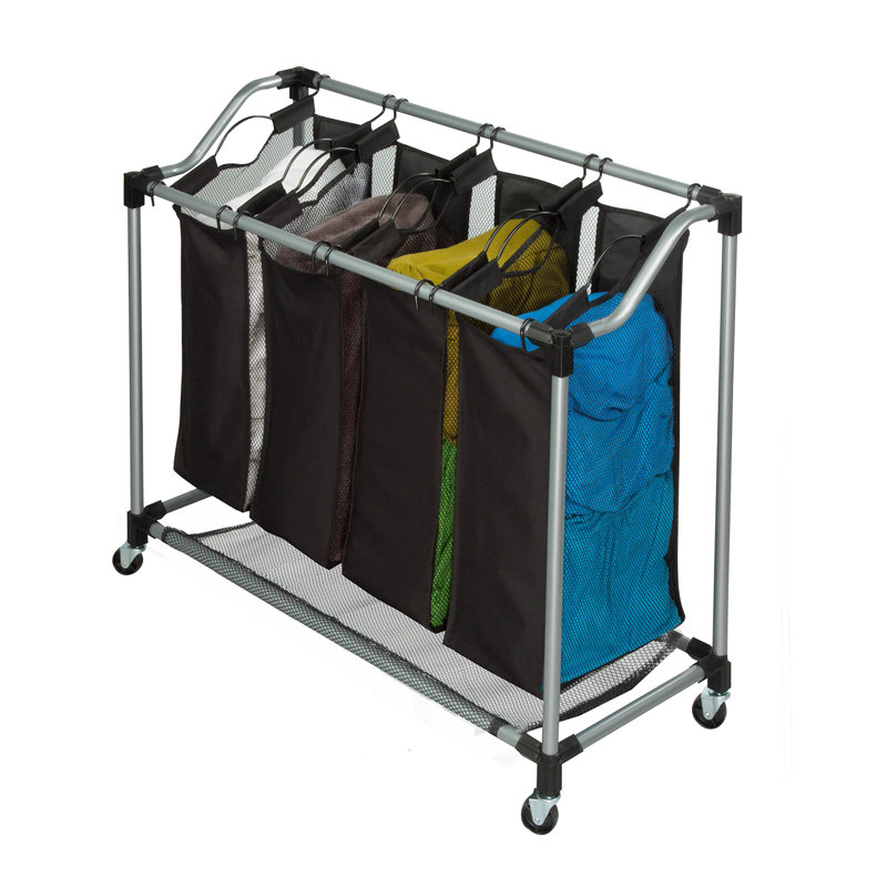 Metal Rolling Laundry Sorter with Handles