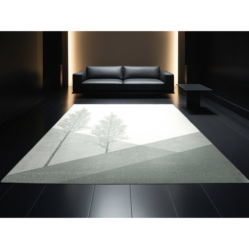 Tapis de couleur unie ovale minimaliste lavable à la machine en beige - reliure grise, Rond 7 pi