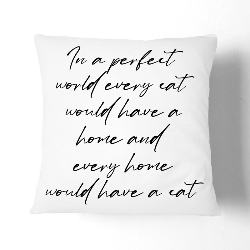 Cat Square Throw Cushion, White, 55cm H x 55cm W x 20cm D