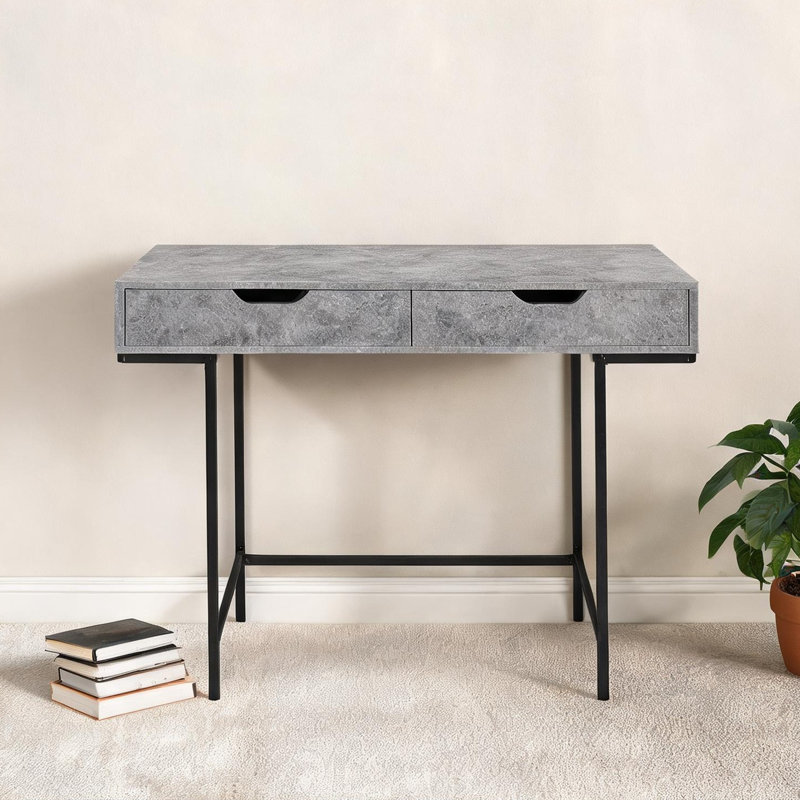 Bureau d'ordinateur à panneau de particules avec tiroirs, stratifié gris, surface de travail de 48 pouces pour le bureau à domicile, table rectangulaire moderne