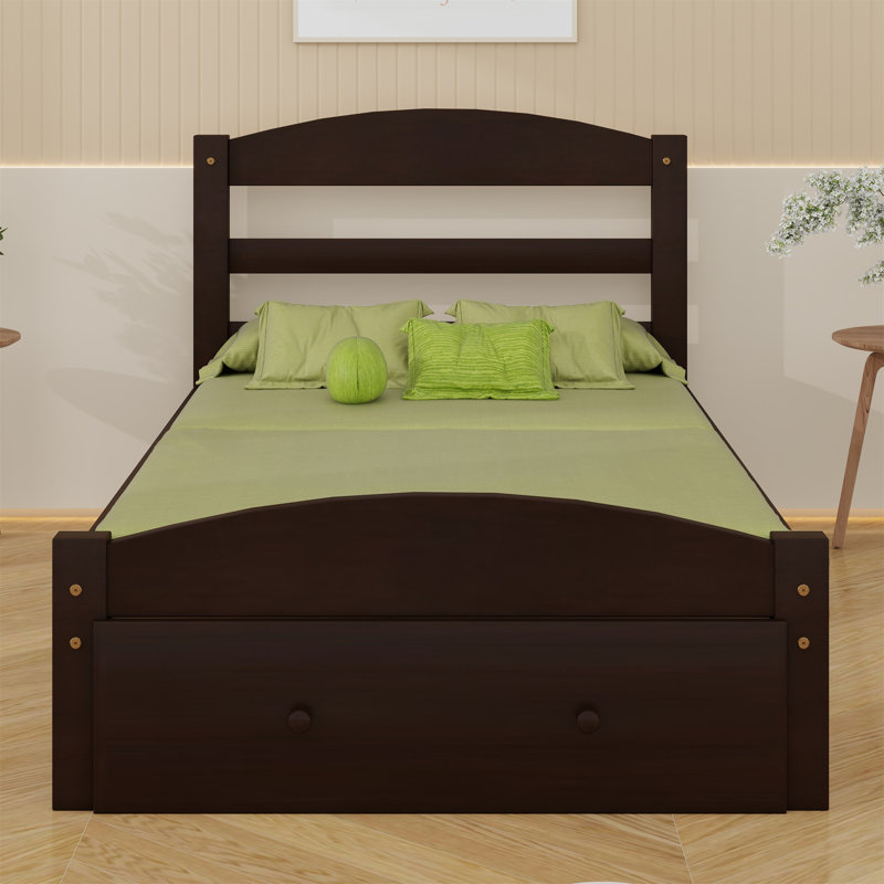 Base de lit plateforme avec tiroir de rangement, Espresso